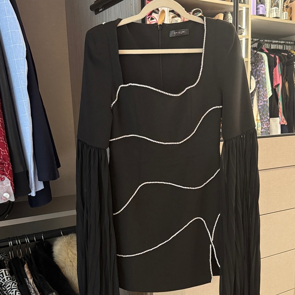 Elegant Black Mini Dress with White Accents